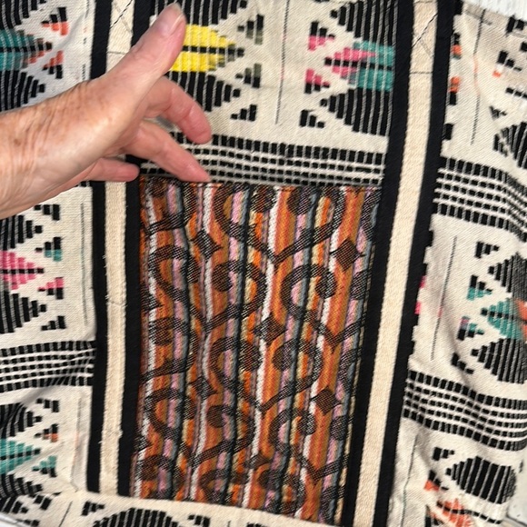 Patterned Tote Bag with Black and Yellow Accents Made In India - Picture 5 of 7